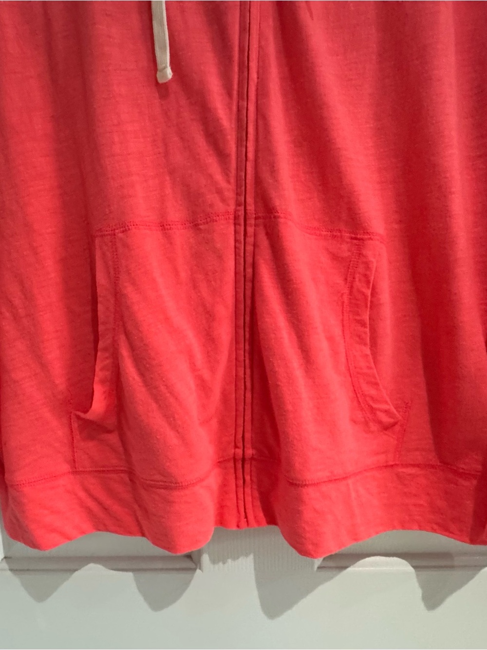Old Navy Lightweight Coral Zip up Hoodie with White Drawstrings and Pockets - Picture 4 of 9